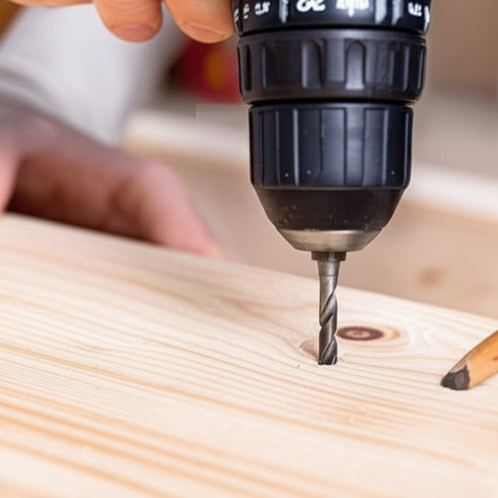 Generate a high-quality, relevant image prompt for an article about: How To Drill Hole In Wood For S