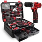 A complete KingTool set with a cordless drill and various hand tools organized neatly.